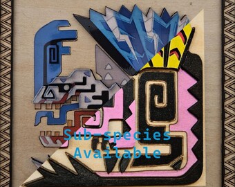 Anjanath Plaque Monster Hunter 3d Wood Cut/Engraving with Resin Coat