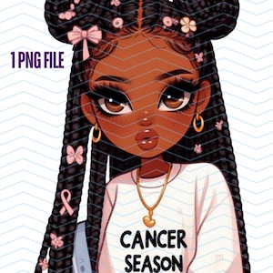 Cancer Girl Clip Art Zodiac Sign PNG Cancer Crab Horoscope Urban Hip Hop PNG Fashion Girl Clip Art African American Girl Melanin Magic