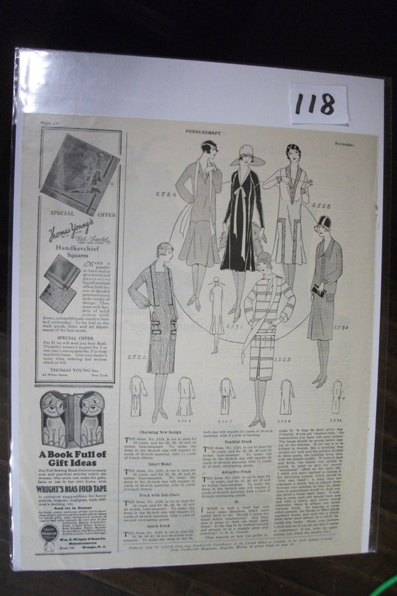 FAS-L 118 Needlecraft Dress Pattern Ad November 1925 | Etsy
