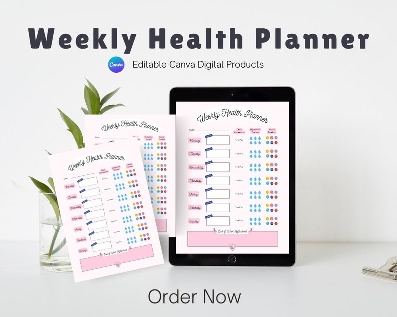 Weekly Health Planner | Printable & Editable Health Organizer | Digital ...