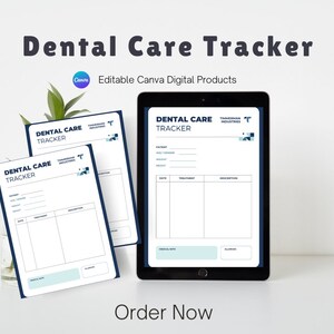 Dental Care Tracker | Printable & Editable Oral Health Log | Digital Dentist Appointment Journal | Canva Template