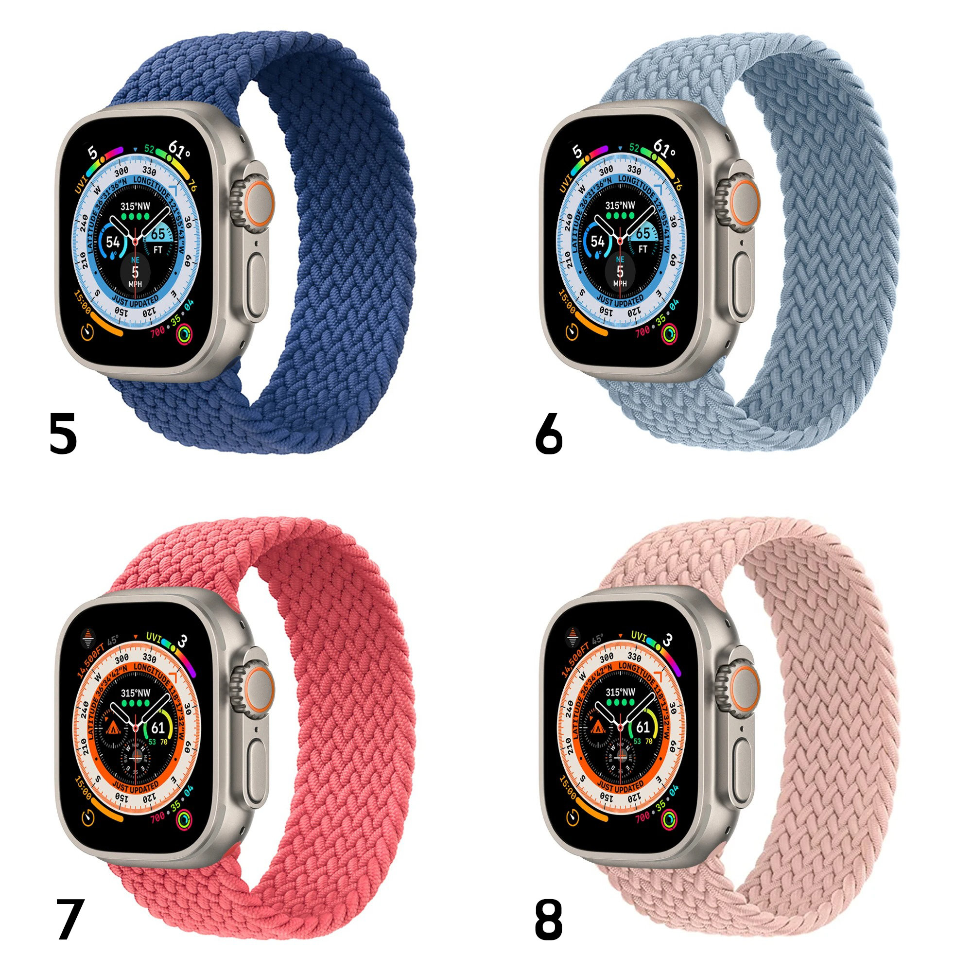 Braided bracelet made of elastic nylon - iWatch compatible - for 38|40|41 mm or 44|45|49 mm - color selection