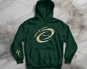 Gott ist Liebe Hoodie: Christlicher Glaube Goldkreuz Sweatshirt