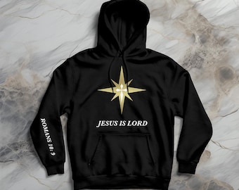 Sudadera con capucha "Jesús es el Señor": Sudadera cristiana con estrella dorada