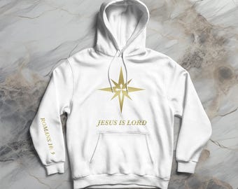 Sudadera unisex con capucha "Jesús es el Señor" con estrella dorada cristiana