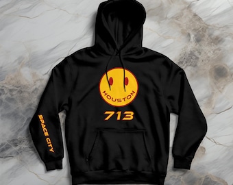 Space City Houston Hoodie: 713 Smiley-Gesicht, Astros Rockets