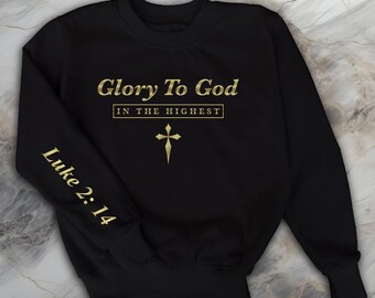 Christlicher Glaube Rundhals-Sweatshirt Herrlichkeit für Gott Bibel-Vers-Pullover Christus Jesus Kreuz Heilige Bibel christliches Sweatshirt Christianity-Geschenk