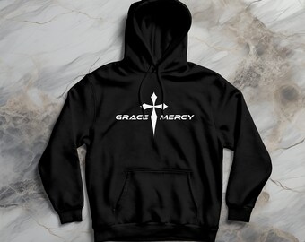 Christian Faith Hoodie, Grace & Mercy Sweatshirt, Christ Jesus Cross Sweater Holy Bible Christian Mens Hoodie