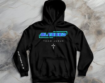 Gesegnetes Team Jesus Hoodie: Christlicher Glaube Silber Kreuz Sweatshirt