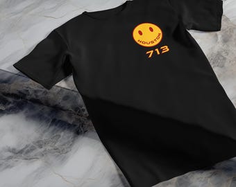 Houston Texas 713 Smiley Face-T-shirt: Astros Rockets-sportshirt