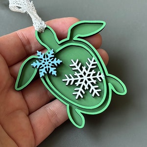 Grüne Schildkröte, Weihnachtsschmuck, Weihnachtsschmuck, Küstendekor - 1 Ornament