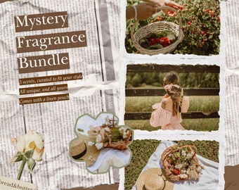 Set de perfumes veganos misteriosos / Muestra de fragancias artesanales con bolsa de lino