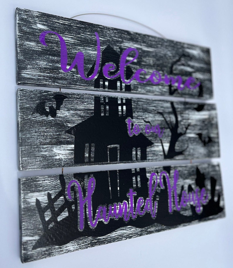 Welcome to Our Haunted House Hand Made Wood Sign - Etsy