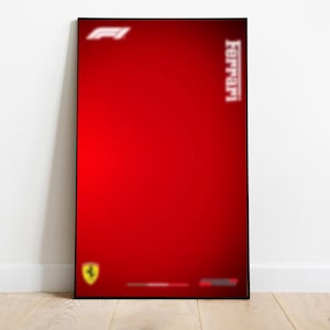 Pôster Ferrari SF24, compatível com blocos de montar, arte de parede de Fórmula 1, impressão digital de F1, pôster minimalista de carro de F1, decoração de carro de corrida vermelho