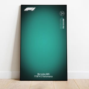 Poster Mercedes W15, stampa da parete compatibile con Technic, auto da F1 nera e verde, opera d'arte digitale di Formula 1, decorazione da auto da corsa per gli appassionati