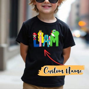 Super Mario Custom Name Shirt, Super Mario Character Shirt, Mario & Friend Party Shirt, Super Mario Family Shirt,Super Mario Birthday Gift