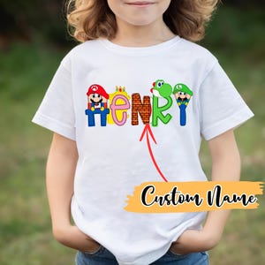 Super Mario Custom Name Shirt, Super Mario Character Shirt, Mario & Friend Party Shirt, Super Mario Family Shirt,Super Mario Birthday Gift