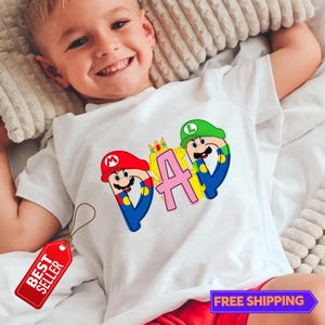 Super Mario Custom Name Shirt, Super Mario Character Shirt, Mario & Friend Party Shirt, Super Mario Family Shirt,Super Mario Birthday Gift
