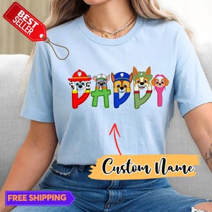 Maglietta per la festa del papà con nome personalizzato "Pattuglia", maglietta per il compleanno del bambino, maglietta personalizzata per il compleanno, maglietta personalizzata per la pattuglia, regalo per la festa del papà