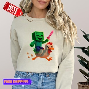 Chicken Jockey Gaming T-shirt ,Printed Trendy Shirt for Kids and Adults, Cotton Stuff Summer T-shirts - Top, Gift for Gamers,Gamer Humor Tee