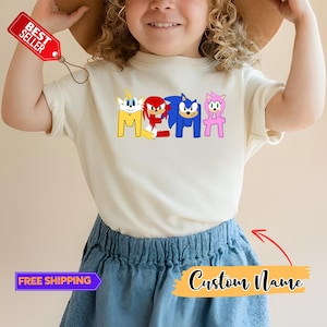 Personalized Name Sonic Shirt, Sonic Birthday Toddler Shirt, Sonic The Hedgehog Birthday Youth Shirt, Sonic Family Birthday Shirt,Sonic Kids