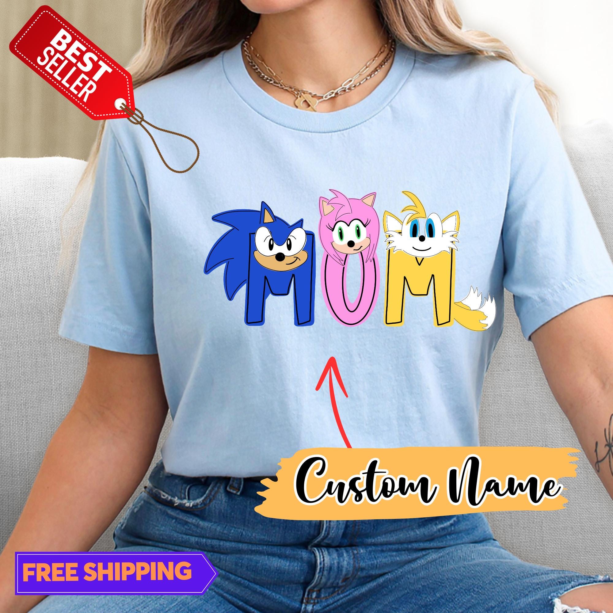 Camisa sonic para niñas - Etsy México, image size:2000x2000