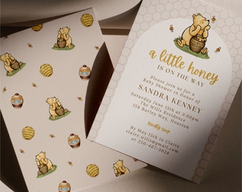 Winnie the Pooh Baby Shower Invitation: Boho Neutral Theme (Instant Download)