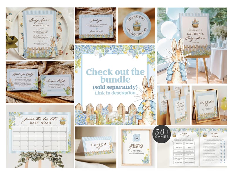 Peter Rabbit Baby Shower Welcome Sign, Somebunny Special, Peter Rabbit Party Decorations, EDITABLE SIGN, Instant Download, BBS230 image 5