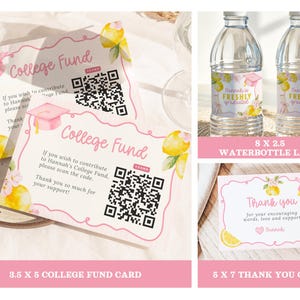 Freshly Graduated graduation party bundle, lemon graduation decor, floral graduation invitation, wildflower grad party, editable Canva template, Class of 2026 senior graduation party decorations, photo grad announcement, welcome sign, printable graduation bundle, Freshly Graduated welcome sign, Freshly Graduated invitation, wildflower graduation, pink graduation, pink graduation cap, lemon grad party, pink grad, freshly graduated