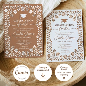 Mexican graduation invitation, Talavera graduation invite, graduation fiesta invitation, editable graduation template, Canva graduation invitation, terracotta graduation invite, printable graduation announcement, class of 2026 invitation, senior graduation party invite, grad open house template, Mexican tile invitation, college graduation invite, digital grad announcement