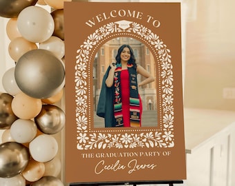 Graduation Fiesta Mexican Talavera Welcome Sign Template (Digital Download)