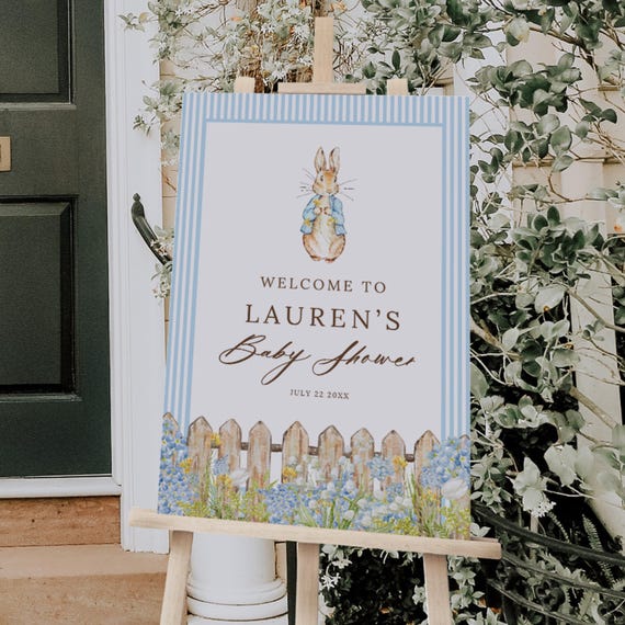 Peter Rabbit Baby Shower Welcome Sign, Somebunny Special, Peter Rabbit Party Decorations, EDITABLE SIGN, Instant Download, BBS230