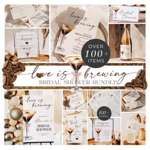 Espresso Martini Bridal Shower Bundle: Coffee Theme Invitation & Decor (Digital Download)