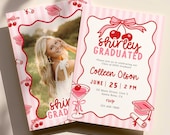Shirley Graduated Invitation Template: Cherry Graduation Invite Theme, Class of 2026 Canva Template (Digital Download)