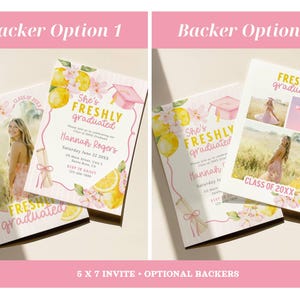 Freshly Graduated graduation party bundle, lemon graduation decor, floral graduation invitation, wildflower grad party, editable Canva template, Class of 2026 senior graduation party decorations, photo grad announcement, welcome sign, printable graduation bundle, Freshly Graduated welcome sign, Freshly Graduated invitation, wildflower graduation, pink graduation, pink graduation cap, lemon grad party, pink grad, freshly graduated