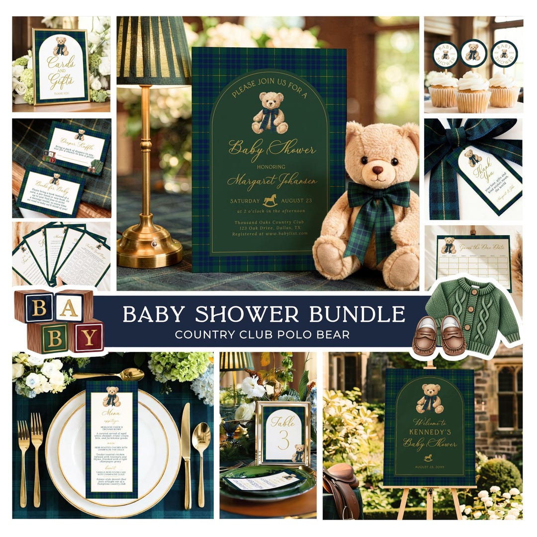 Polo Teddy Bear Baby Shower Bundle: Luxury, Equestrian, Country Club ...