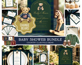 Babyshowerbundel poloteddybeer: luxe, paardensport, countryclubthema