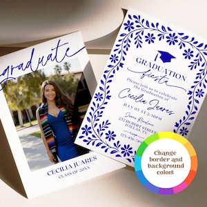 Mexican graduation invitation, Talavera graduation invite, graduation fiesta invitation, editable graduation template, Canva graduation invitation, terracotta graduation invite, printable graduation announcement, class of 2026 invitation, senior graduation party invite, grad open house template, Mexican tile invitation, college graduation invite, digital grad announcement