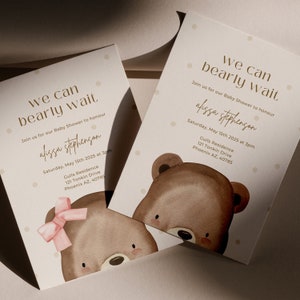 Teddy Bear Baby Shower Invitation: We Can Bearly Wait (Digital Download)