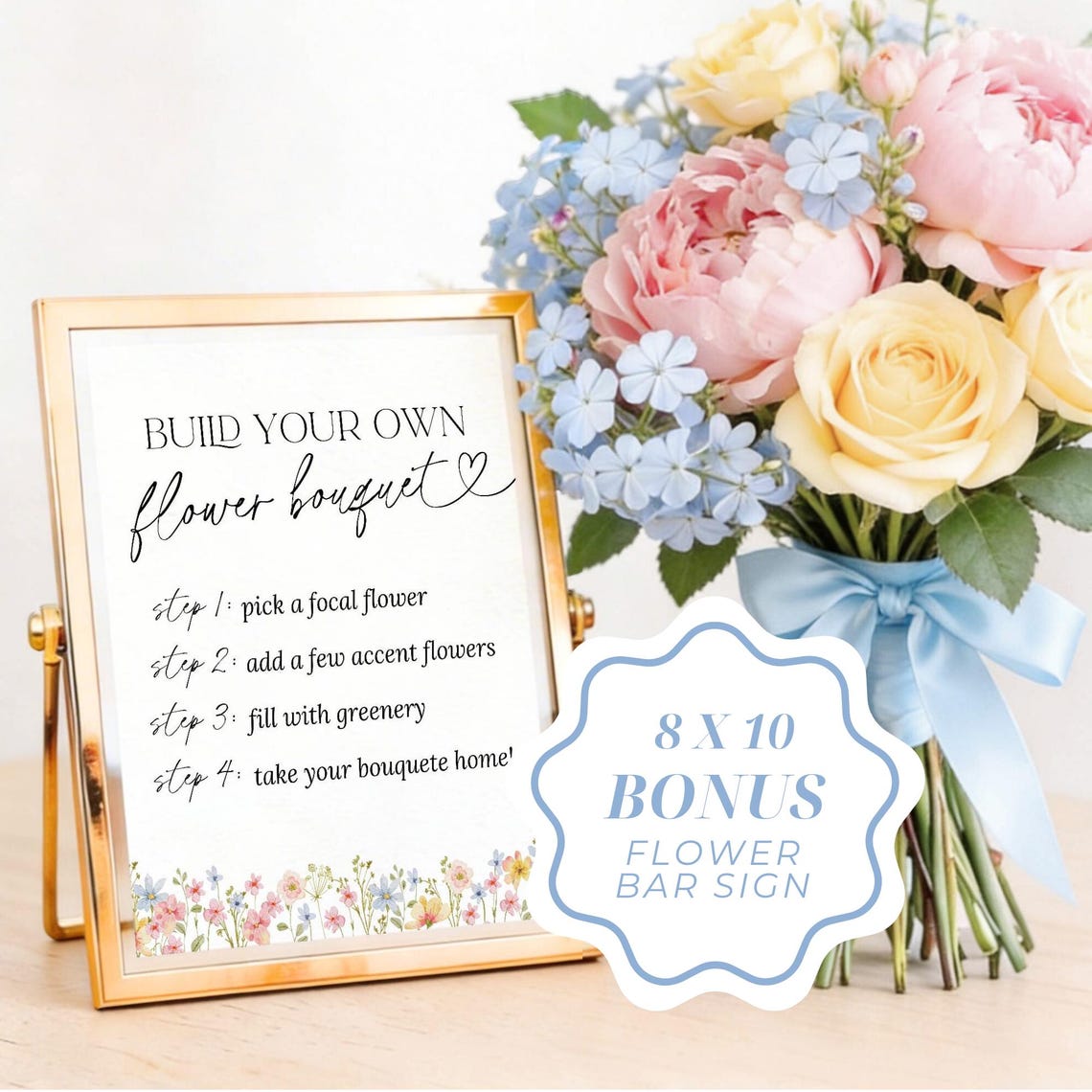 Acu Bloom Sign Bloom Bar Sign Template | Build Your Own Bouquet Sign | Floral Bridal ...