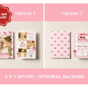 shirley graduated invitation, shirley she's not graduating, cherry graduation invitation, graduation invitation template, editable graduation invite, class of 2026 invitation, photo graduation invitation, coquette graduation invite, pink graduation party invite, girly graduation invitation, senior graduation announcement, college graduation invitation, printable grad invite, cherry party invitation, graduation open house invite, trendy graduation template
