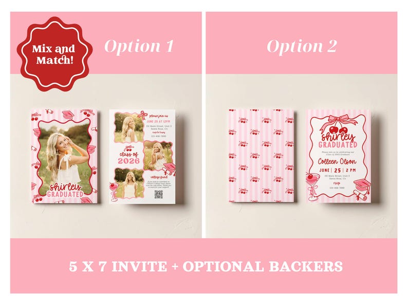 shirley graduated invitation, shirley she's not graduating, cherry graduation invitation, graduation invitation template, editable graduation invite, class of 2026 invitation, photo graduation invitation, coquette graduation invite, pink graduation party invite, girly graduation invitation, senior graduation announcement, college graduation invitation, printable grad invite, cherry party invitation, graduation open house invite, trendy graduation template