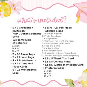 Freshly Graduated graduation party bundle, lemon graduation decor, floral graduation invitation, wildflower grad party, editable Canva template, Class of 2026 senior graduation party decorations, photo grad announcement, welcome sign, printable graduation bundle, Freshly Graduated welcome sign, Freshly Graduated invitation, wildflower graduation, pink graduation, pink graduation cap, lemon grad party, pink grad, freshly graduated