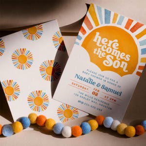 Here Comes The Son-babyshoweruitnodiging: digitale download thema Sunshine