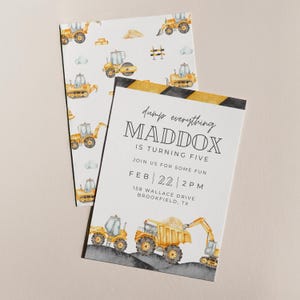 Construction Truck Birthday Invitation: Dump Truck Excavator Template (Digital Download)