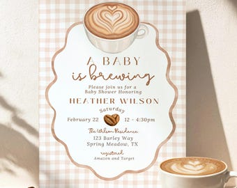 A Baby Is Brewing Baby Shower Invitation Set: Coffee Theme Baby Shower (Digital Download)