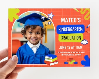 Editable Kindergarten Graduation Invitation Template (CANVA, 5x7 inch)