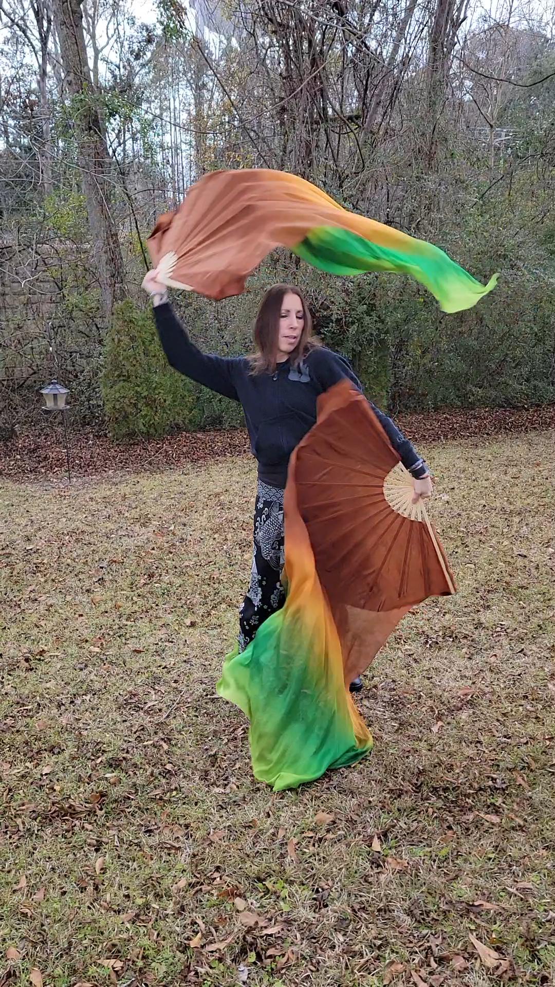 Éventails De Danse En Soie - 1 Paire, Coloris Dégradés, 150 Cm, Légers Et Fluides Pour Spectacle Ou Loisir Créatif - 8