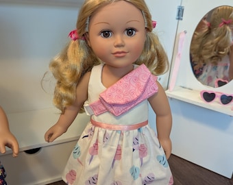 Dress & Purse Bag Coordinating Set for 18" Doll - Optional Personalization!