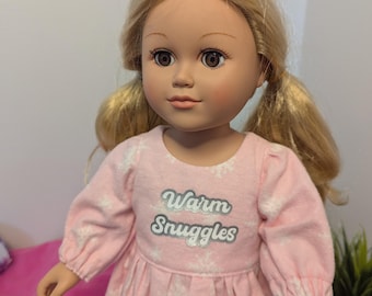 Cozy Flannel Nightgown for 18" Doll with Personalization